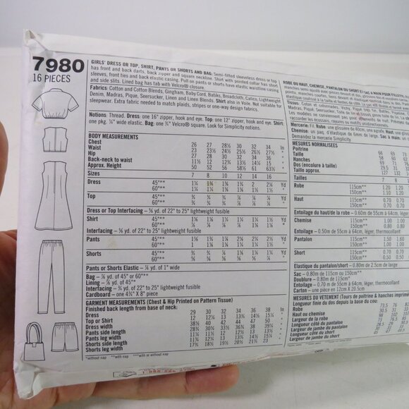 Simplicity 7980 Sewing Pattern size 7-10 Purse, Dress, Jacket, Sleeveless Top - Picture 7 of 10